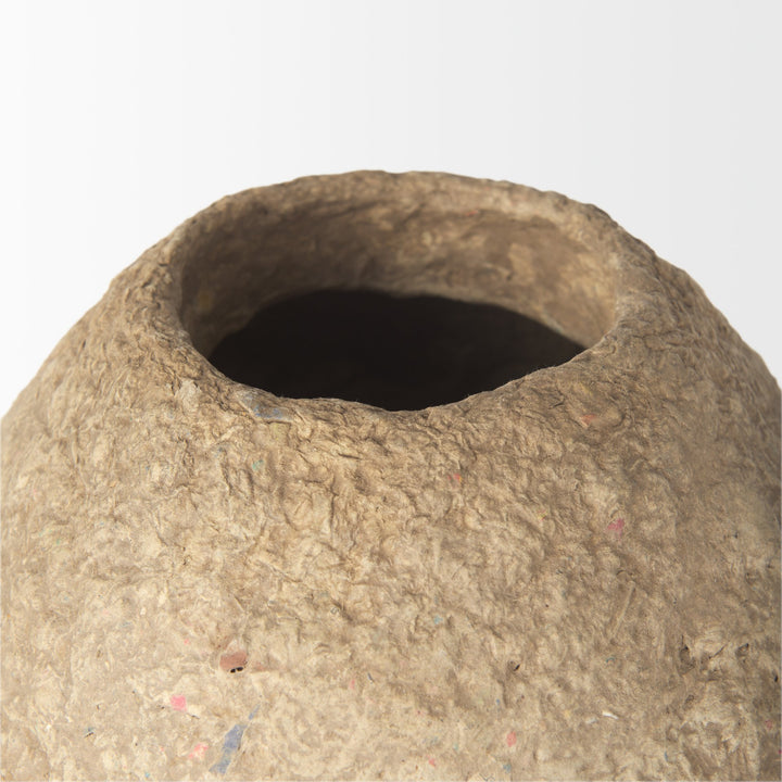 Rundal Large Beige Paper Mache Vase Decor Mercana