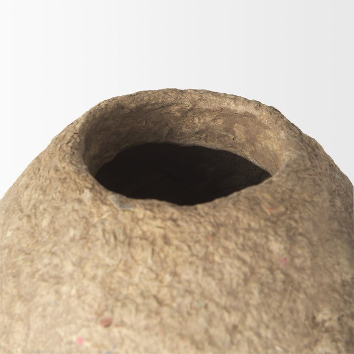 Rundal Large Beige Paper Mache Vase Decor Mercana