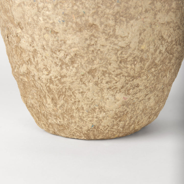 Rundal Large Beige Paper Mache Vase Decor Mercana