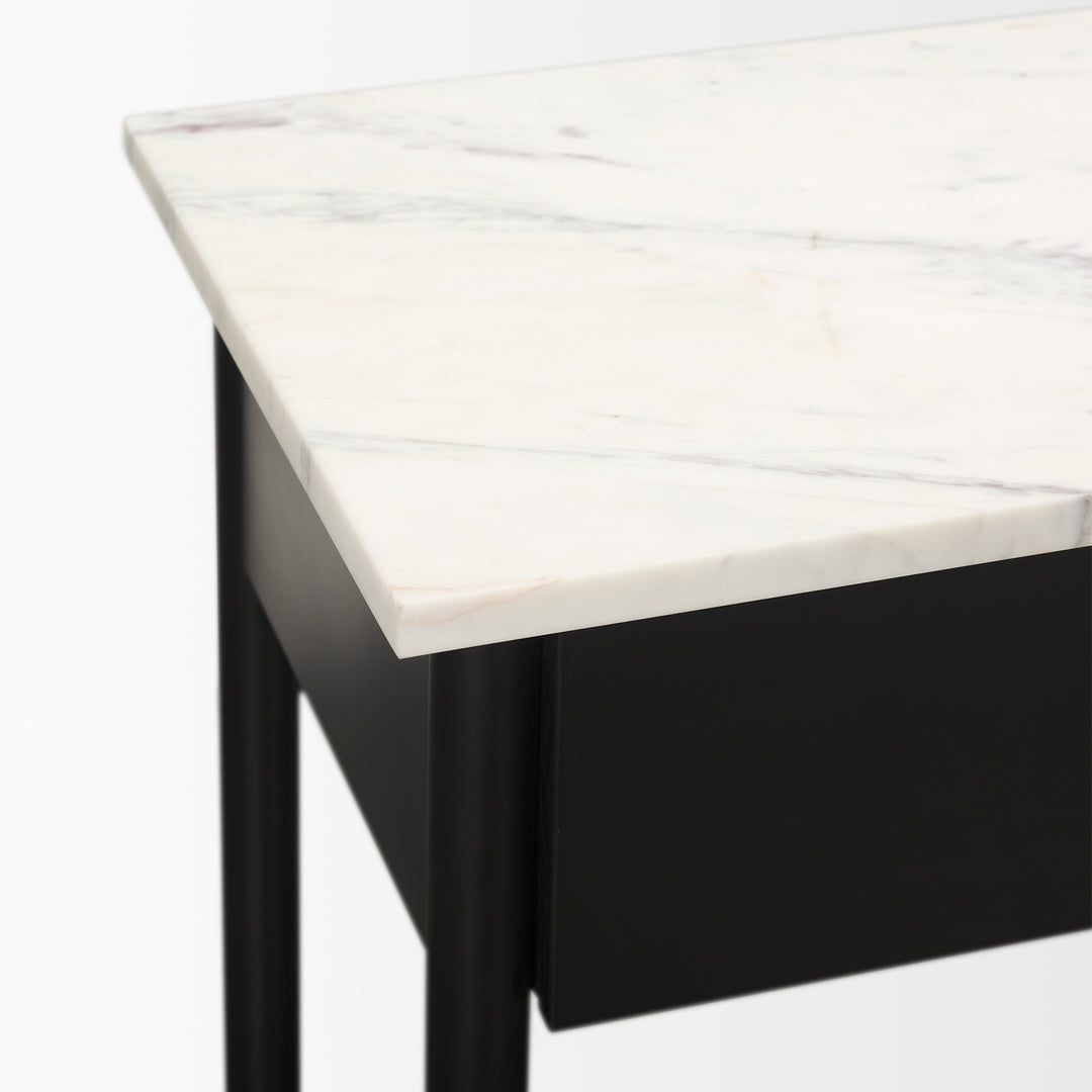 Amika White Marble Top Black Metal Base Console Table Dining Room Mercana