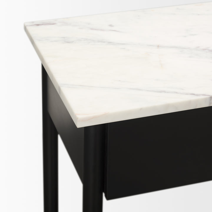 Amika White Marble Top Black Metal Base Console Table Dining Room Mercana