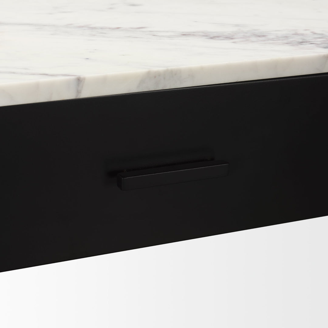 Amika White Marble Top Black Metal Base Console Table Dining Room Mercana