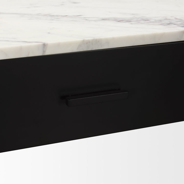 Amika White Marble Top Black Metal Base Console Table Dining Room Mercana