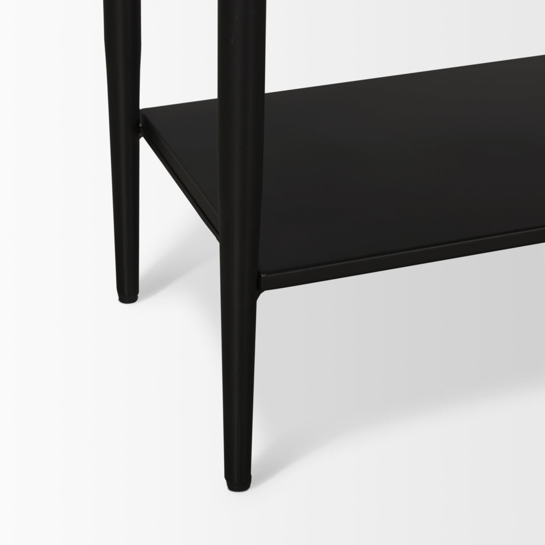 Amika White Marble Top Black Metal Base Console Table Dining Room Mercana