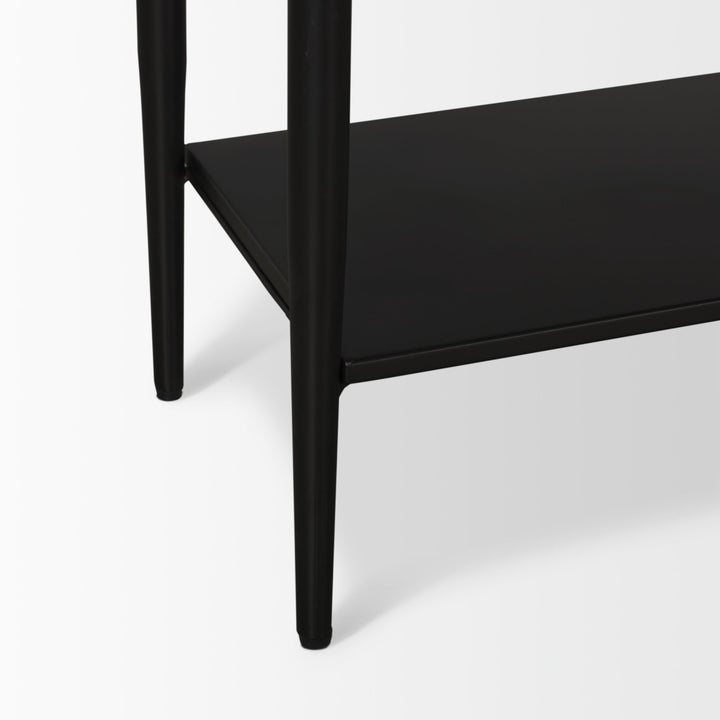 Amika White Marble Top Black Metal Base Console Table Dining Room Mercana