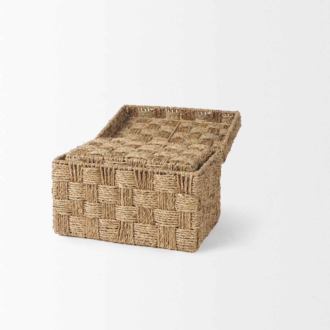 Hanalei Set of 2 Seagrass Boxes with Lids Decor Mercana