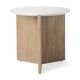 Enzo Marble Tabletop w/ Fluted Light Wood Base Foyer Accent Table Dining Room Mercana