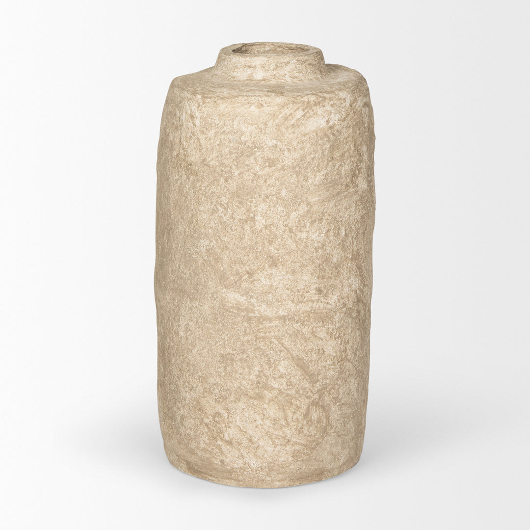 Rama Small Beige Paper Mache Floor Vase Decor Mercana