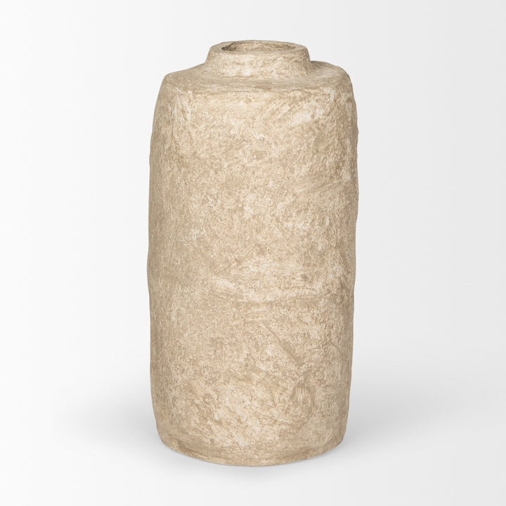 Rama Small Beige Paper Mache Floor Vase Decor Mercana