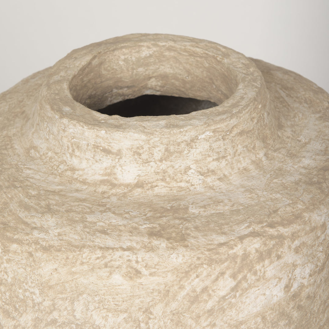 Rama Small Beige Paper Mache Floor Vase Decor Mercana