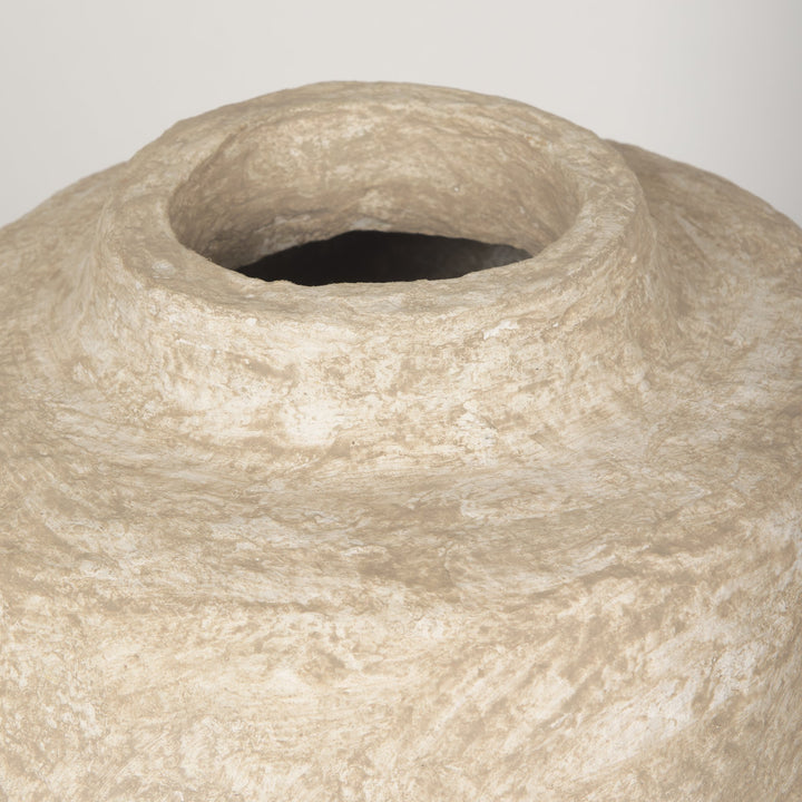 Rama Small Beige Paper Mache Floor Vase Decor Mercana