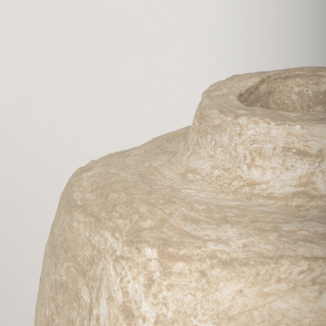 Rama Small Beige Paper Mache Floor Vase Decor Mercana