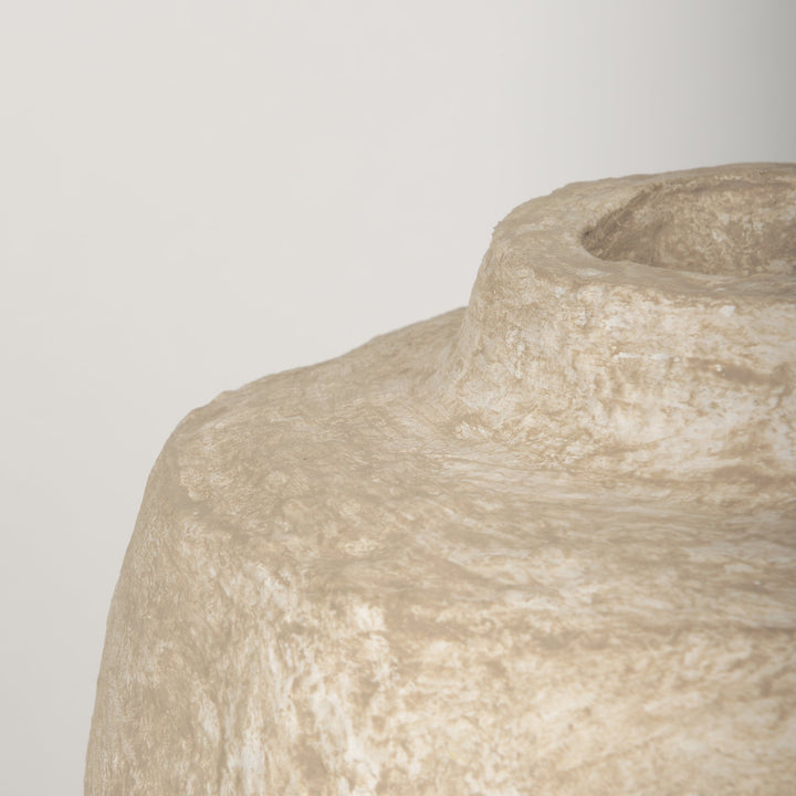 Rama Small Beige Paper Mache Floor Vase Decor Mercana