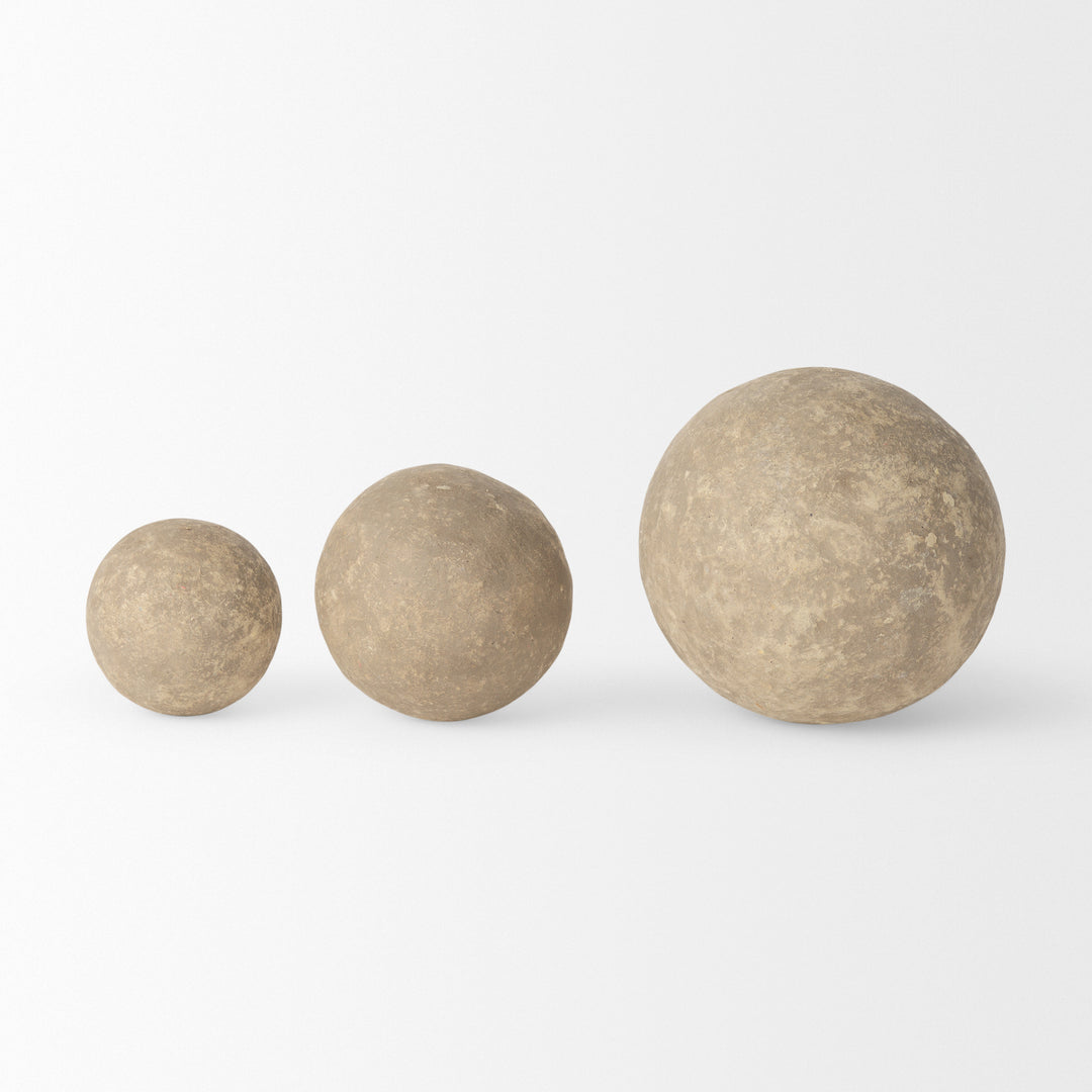 Sunita Set of 3 Gray Paper Mache Orbs Decor Mercana