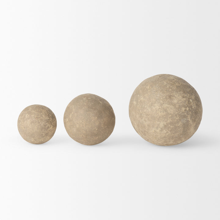 Sunita Set of 3 Gray Paper Mache Orbs Decor Mercana