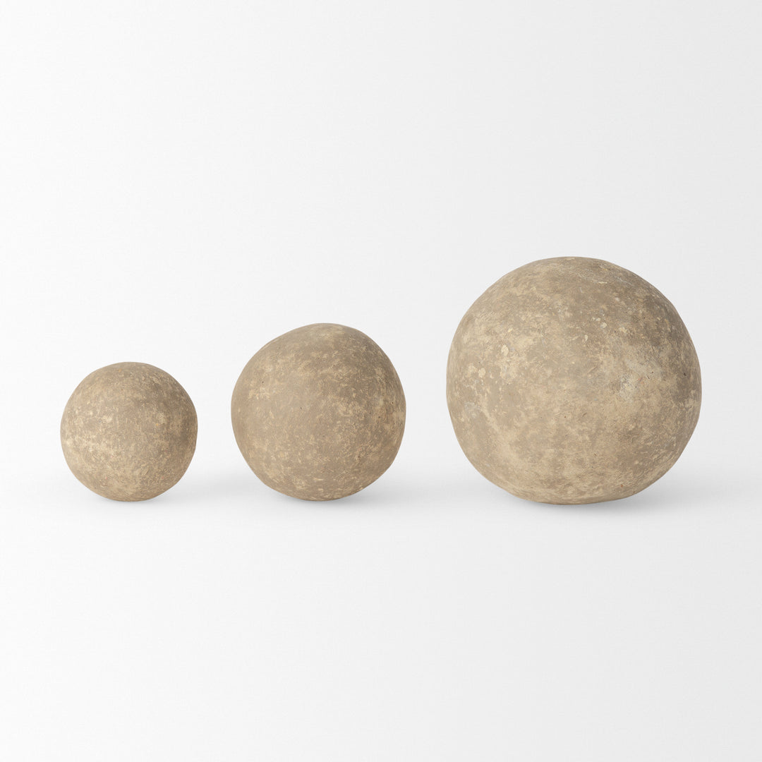 Sunita Set of 3 Gray Paper Mache Orbs Decor Mercana