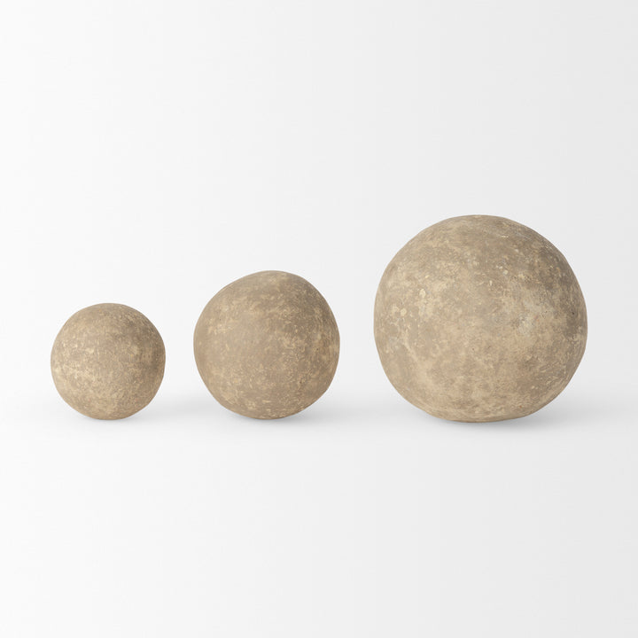 Sunita Set of 3 Gray Paper Mache Orbs Decor Mercana