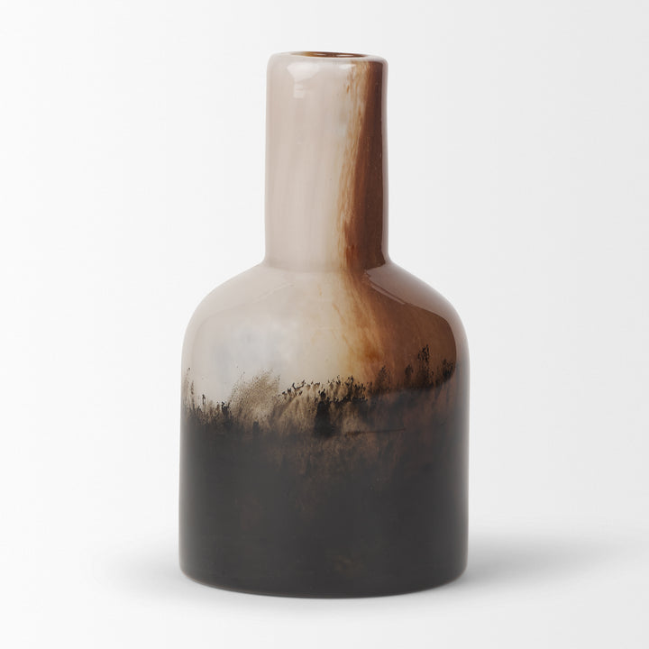 Marans Short Amber Multi-Color Glass Vase Decor Mercana