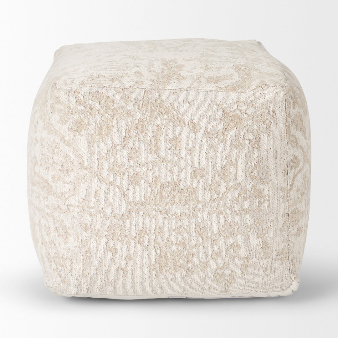 Khloe Small Cream Pouf Living Room Mercana