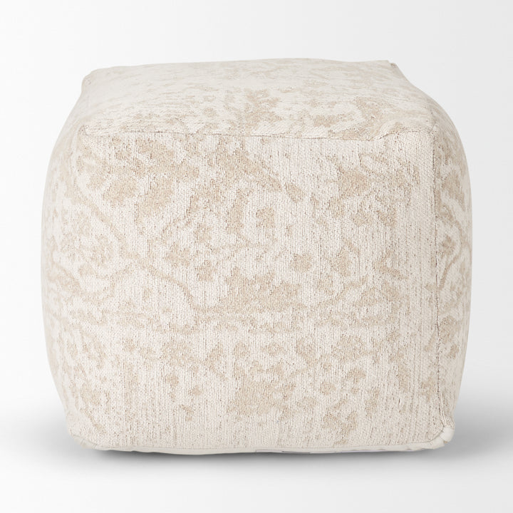 Khloe Small Cream Pouf Living Room Mercana