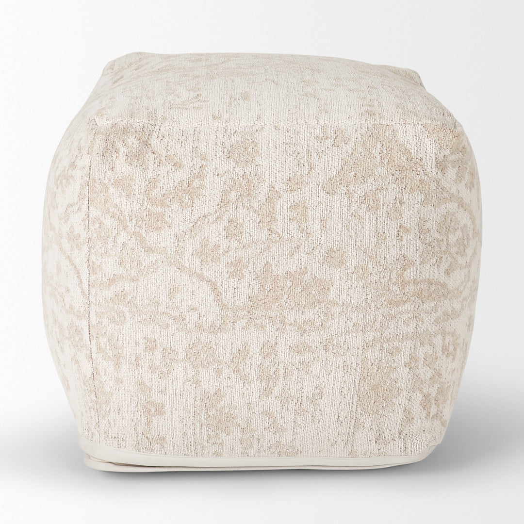 Khloe Small Cream Pouf Living Room Mercana