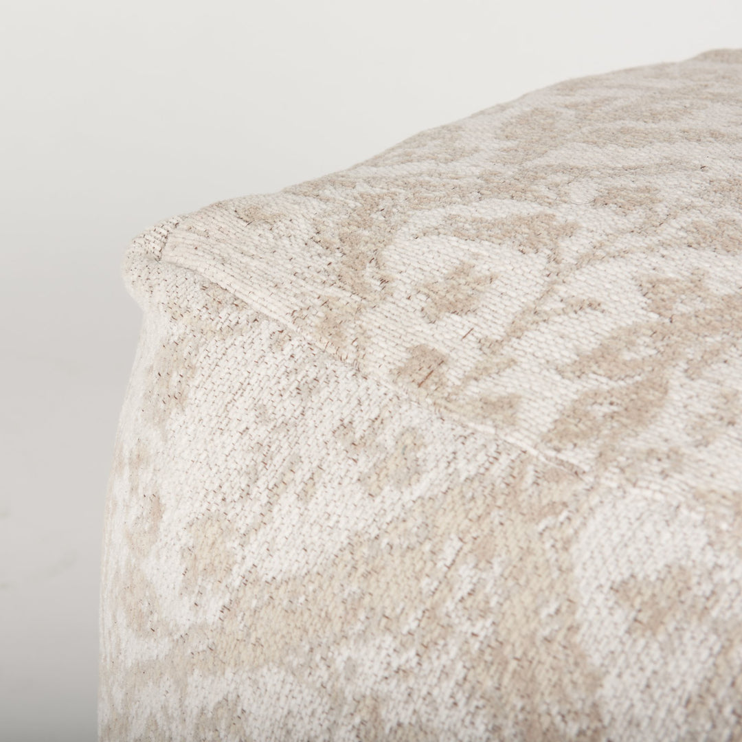 Khloe Small Cream Pouf Living Room Mercana