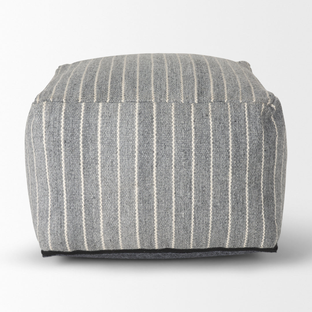 Kensie Large Blue Striped Pouf Living Room Mercana