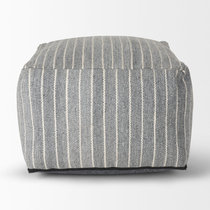 Kensie Large Blue Striped Pouf Living Room Mercana