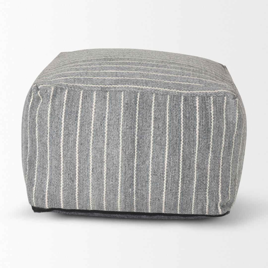 Kensie Large Blue Striped Pouf Living Room Mercana