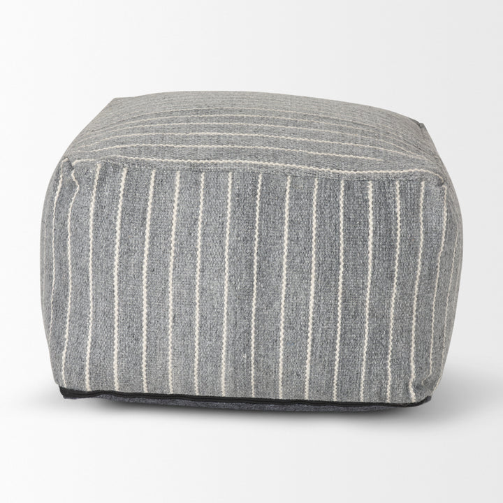 Kensie Large Blue Striped Pouf Living Room Mercana
