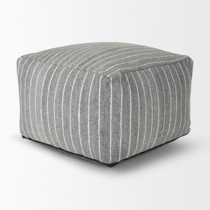 Kensie Large Blue Striped Pouf Living Room Mercana