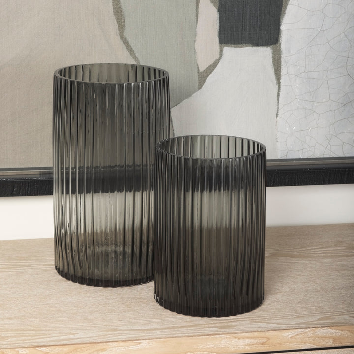 Dawn Tall Smokey Black Glass Vase Decor Mercana