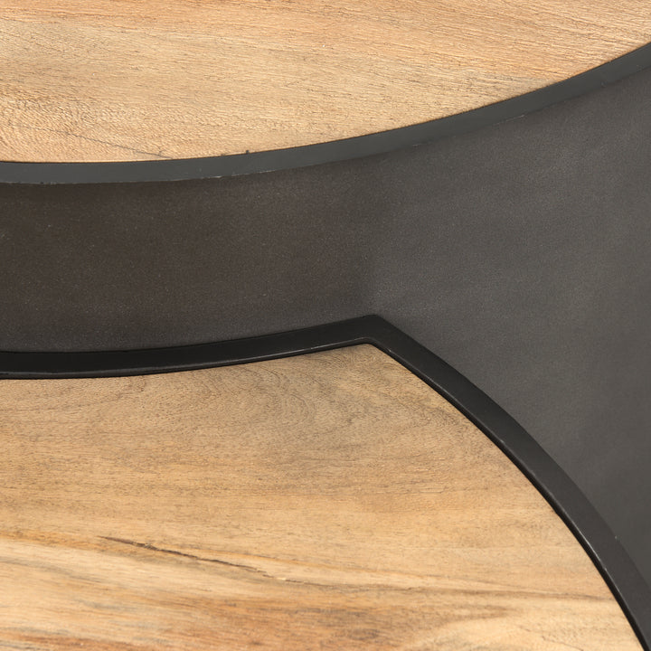 Eclipse Gunmetal Gray Drum Base w/ Brown Wood Top Nested Coffee Table Living Room Mercana