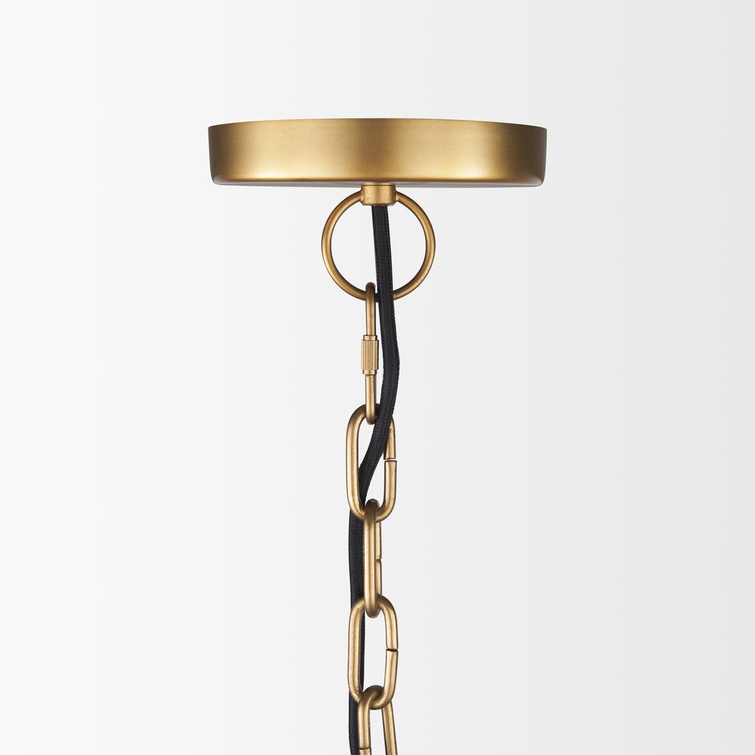 Karina 24" Round Brass-tone Hammered Metal Dome Pendant Light Decor Mercana