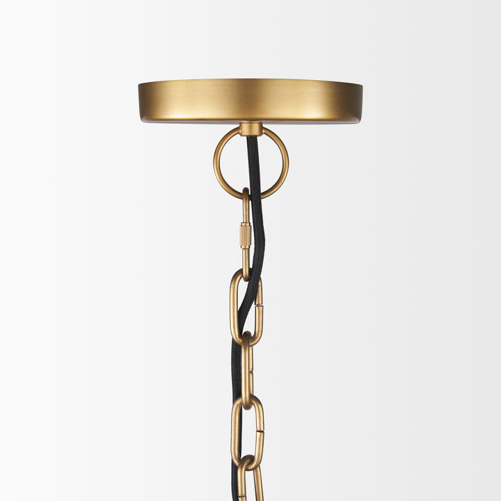 Karina 24" Round Brass-tone Hammered Metal Dome Pendant Light Decor Mercana