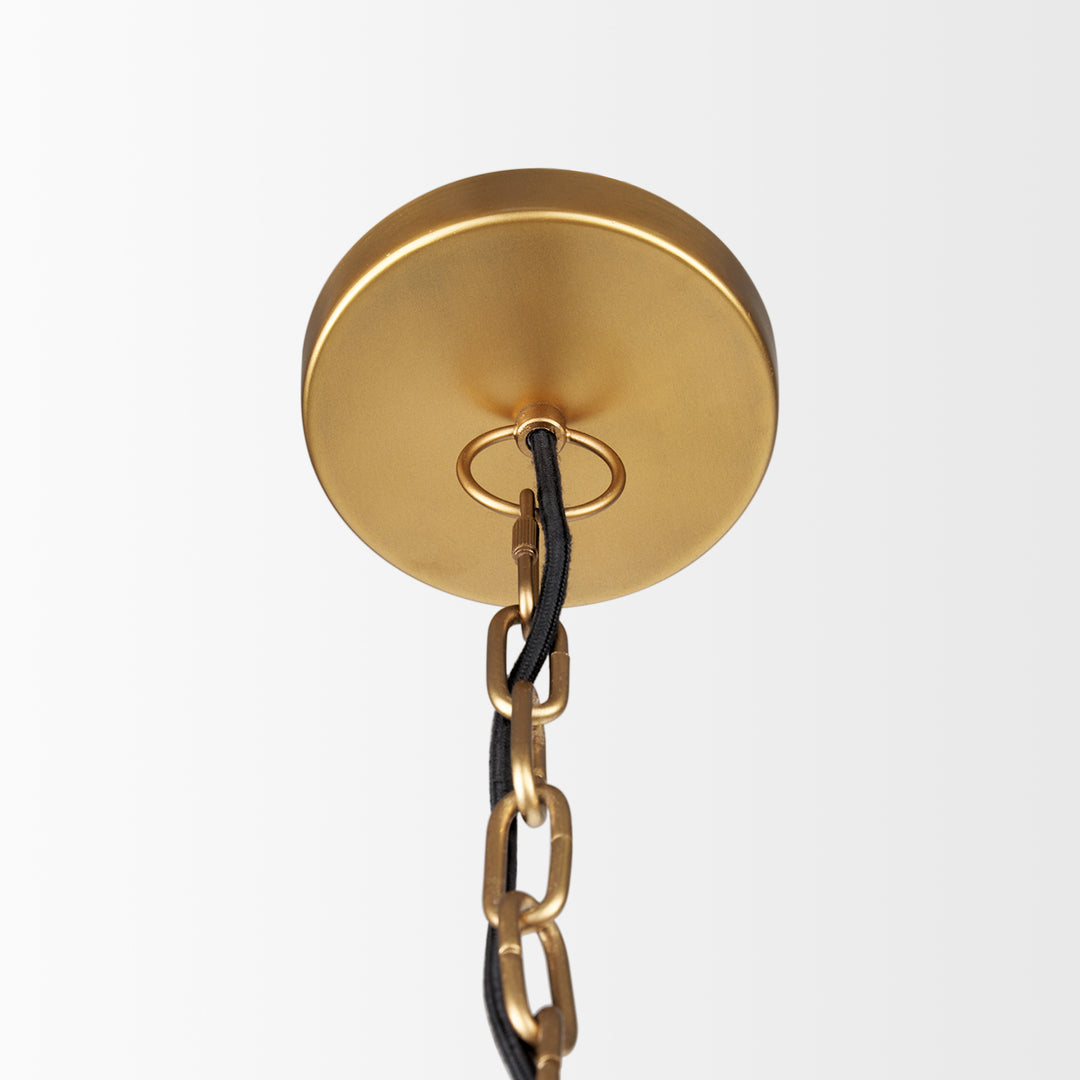 Karina 24" Round Brass-tone Hammered Metal Dome Pendant Light Decor Mercana