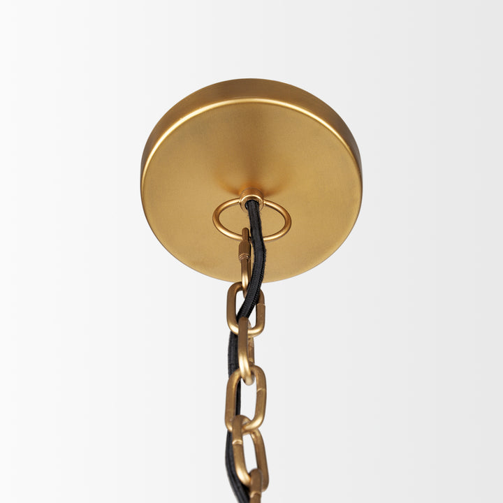Karina 24" Round Brass-tone Hammered Metal Dome Pendant Light Decor Mercana