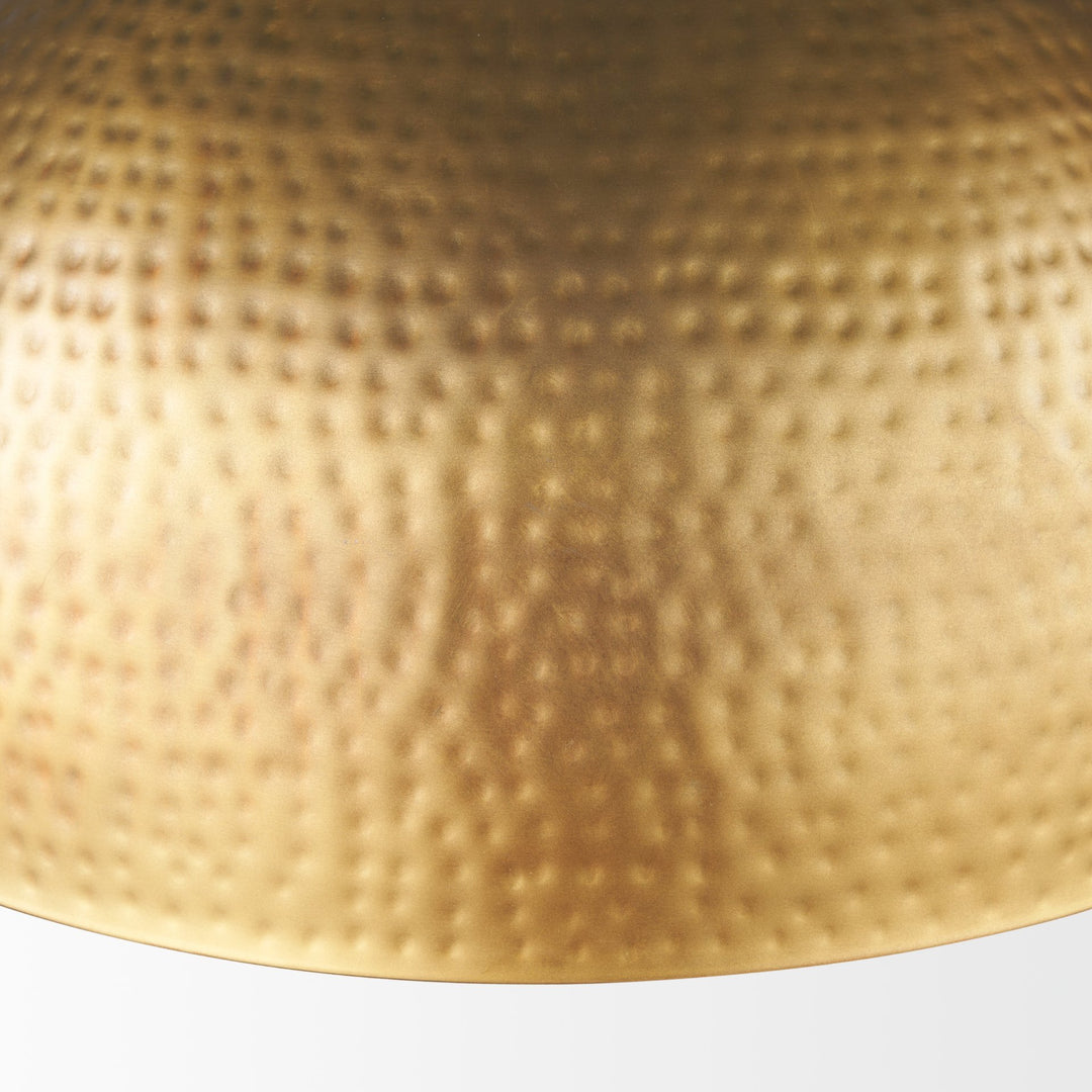 Karina 24" Round Brass-tone Hammered Metal Dome Pendant Light Decor Mercana