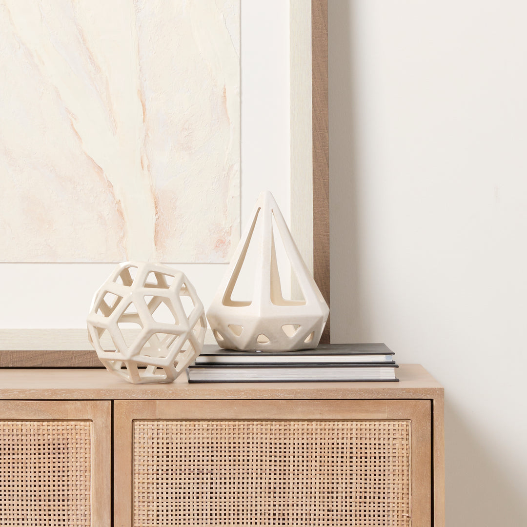 Geom White Ceramic Geometric Object Decor Mercana