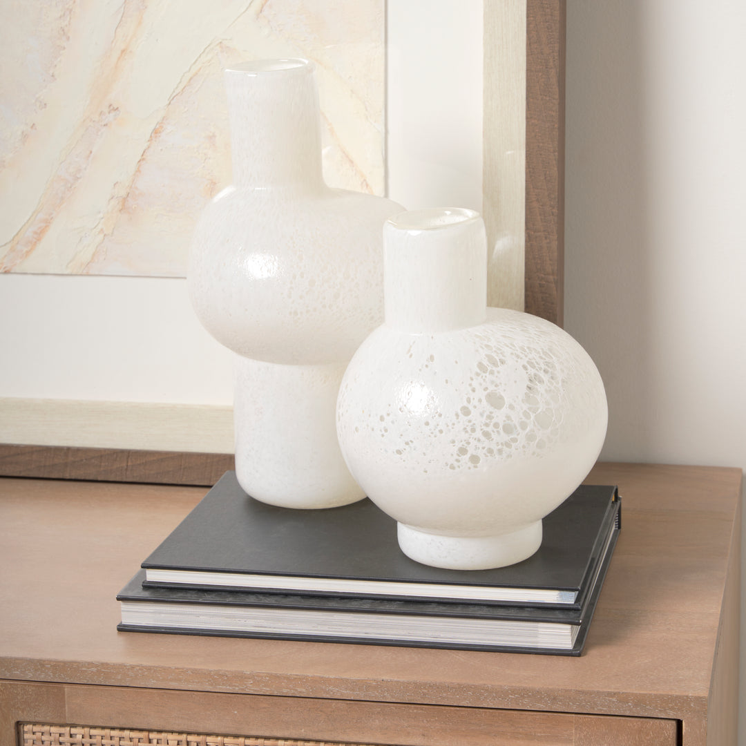 Heket Tall White Glass Vase Decor Mercana