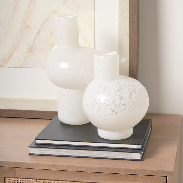 Heket Tall White Glass Vase Decor Mercana
