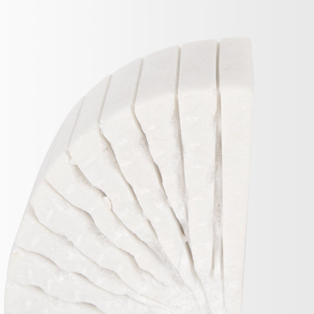 Stept White Marble Bookends w/rough carving (set of 2) Decor Mercana