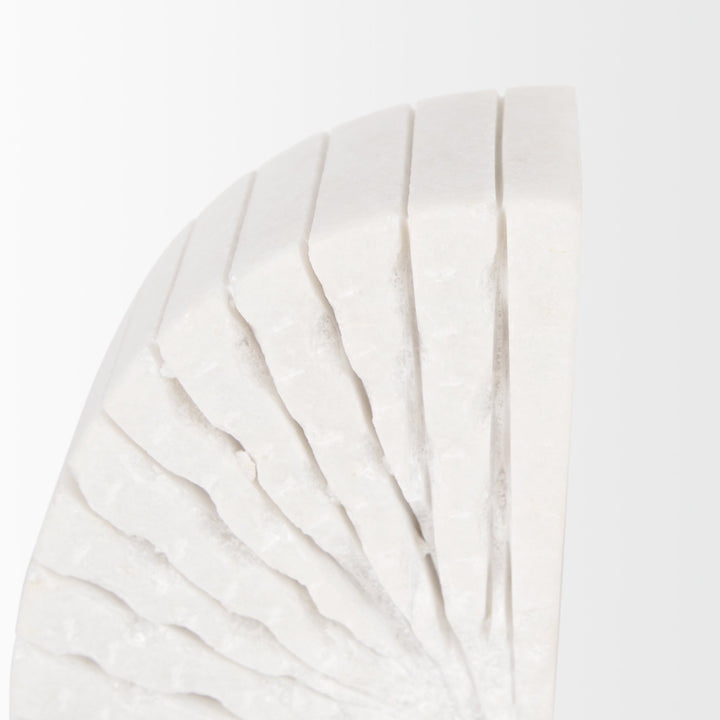 Stept White Marble Bookends w/rough carving (set of 2) Decor Mercana