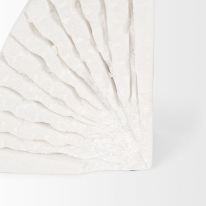 Stept White Marble Bookends w/rough carving (set of 2) Decor Mercana