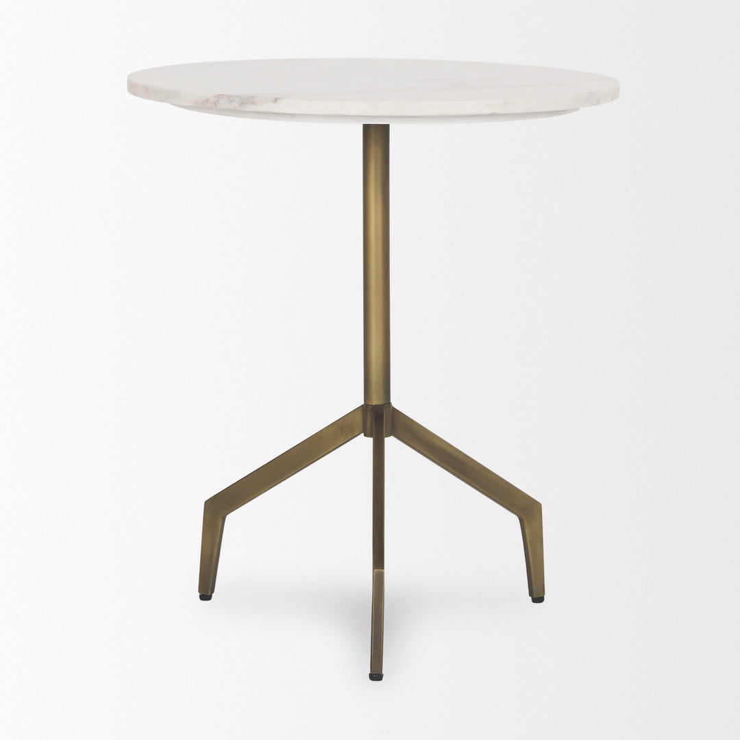 Serre Marble Top 3 Prong Gold Metal Base End Table Living Room Mercana