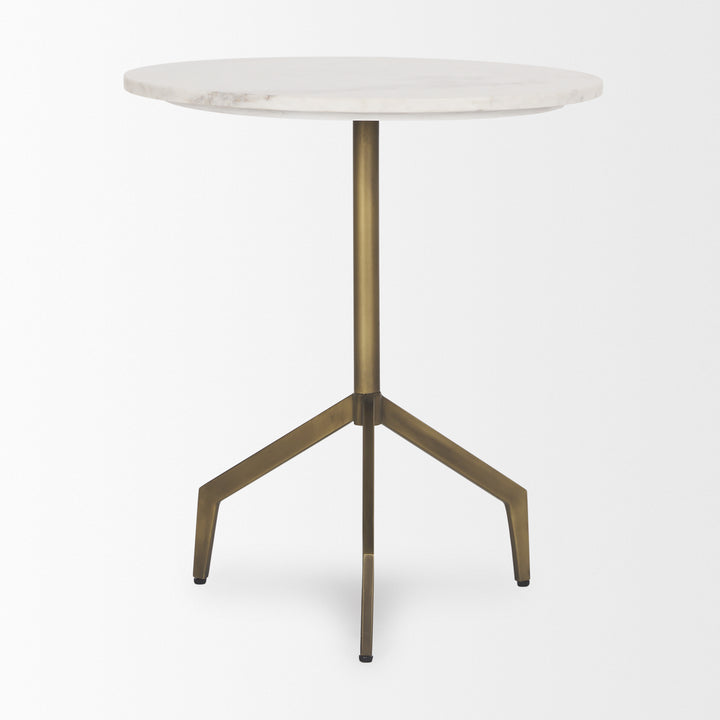 Serre Marble Top 3 Prong Gold Metal Base End Table Living Room Mercana