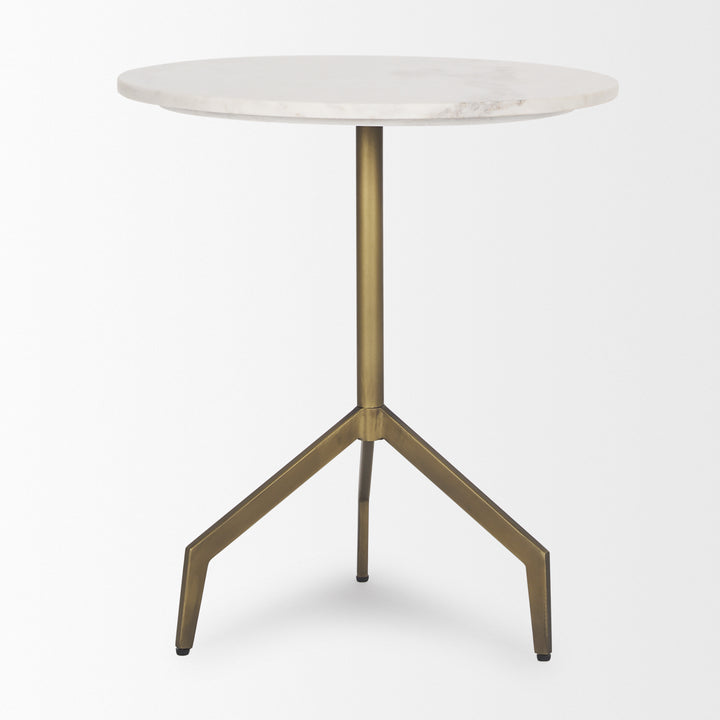 Serre Marble Top 3 Prong Gold Metal Base End Table Living Room Mercana