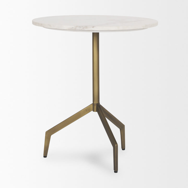 Serre Marble Top 3 Prong Gold Metal Base End Table Living Room Mercana
