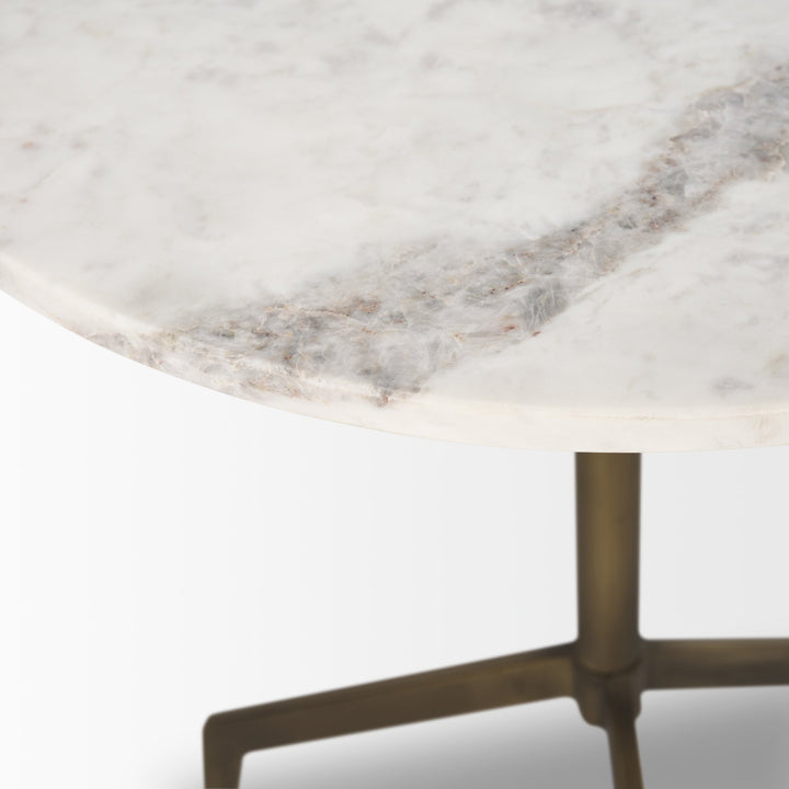 Serre Marble Top 3 Prong Gold Metal Base End Table Living Room Mercana