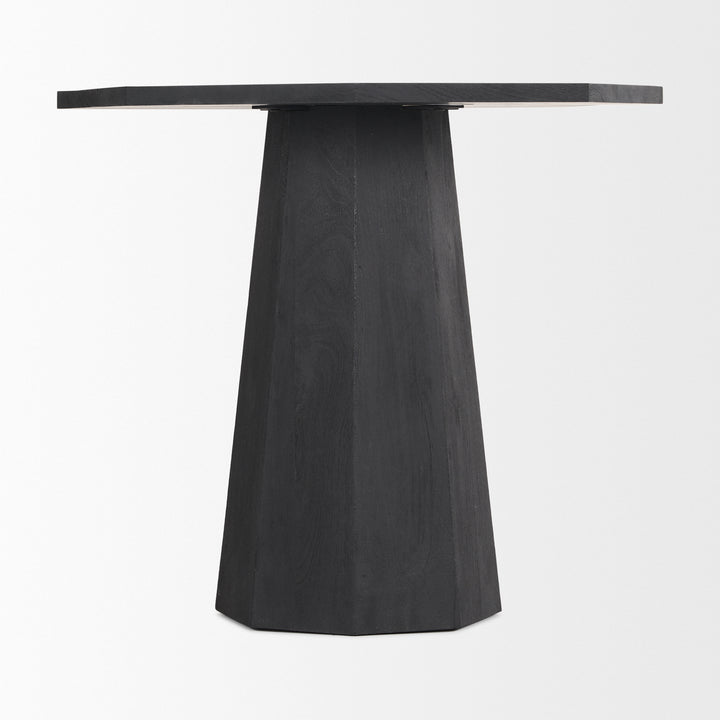 Maxine Hexagonal Black Wood Foyer Table Dining Room Mercana